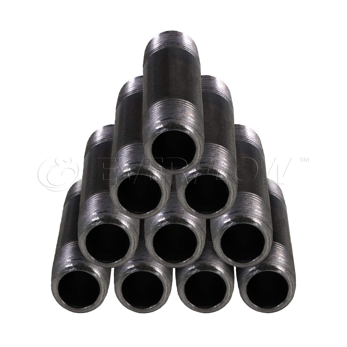 Black Steel Nipple Pipe, Threaded Pre Cut Pipe Connectors, 1/8 in x 4-1/2 in (Pack Of 10)