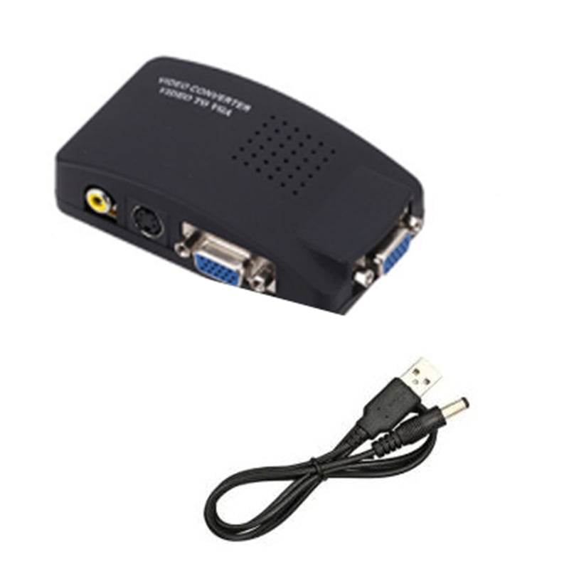 Video AV CVBS to VGA Audio Converter Adapter Box Cable For LCD Mac PC Laptop 
