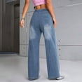thumbnail image 4 of ClodeEU Women's Low Rise Wide Leg Jeans ,Solid Color Casual Baggy Denim Pants with Pockets B-Blue,Womens Plus XL, 4 of 7