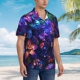thumbnail image 3 of Pofeuu Magic Colorful Forest Leaves Print Hawaiian Shirt for Men Sleeves Casual Button Down Summer Beach Dress Shirts T-Shirts,X-Large, 3 of 7