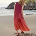 thumbnail image 3 of WILLBEST Vestidos Casuales para Mujer Fiesta Vestido Largo Informal sin Mangas de Lino Degradado con Bolsillos y Cuello Redondo Chica, 3 of 3
