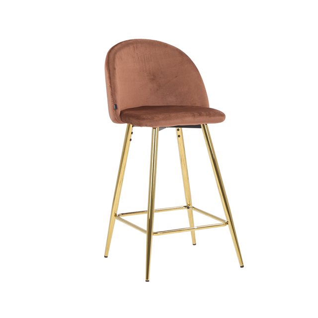 Banco alto Jonotla velvet pata dorada Estilo Contemporáneo Color Terracota Gaia Herbs Jonotla