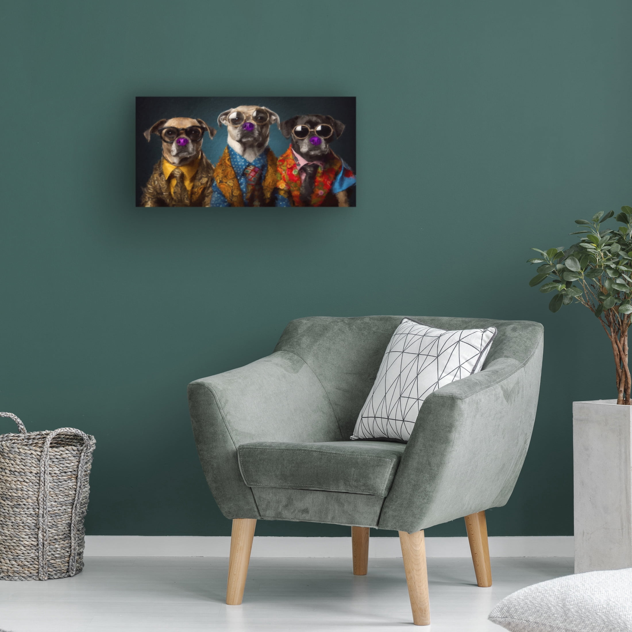 Canvas Wall Art - Sean Parnell 'Disco Dogs' Wall Art for Living Room, Bedroom, or Office Décor by Trademark Fine Art - 32 x 16 Inches