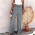 thumbnail image 2 of Dazajoo Womens Cotton Linen Palazzo Pants Summer Flowy Wide Leg Trousers Lounge Elastic High Waisted Travel Slacks,Gray,S, 2 of 7