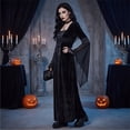 thumbnail image 5 of Witch Cosplay, Witch Costume, Witch Outfit, Witch Roleplay, Witch Cos, Women Renaissance Lace-Up Vintage Hooded Dress Medieval Witch Dress Cosplay Costume, Black L, 5 of 6