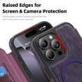 thumbnail image 3 of ELEHOLD Mag-Safe Wallet Case For iPhone 16e , with RFID Blocking – PU Leather Flip Folio Phone Case with Card Slots Raised Edges Strong Magnetic Card holder Shockproof Cover ,Purple, 3 of 8