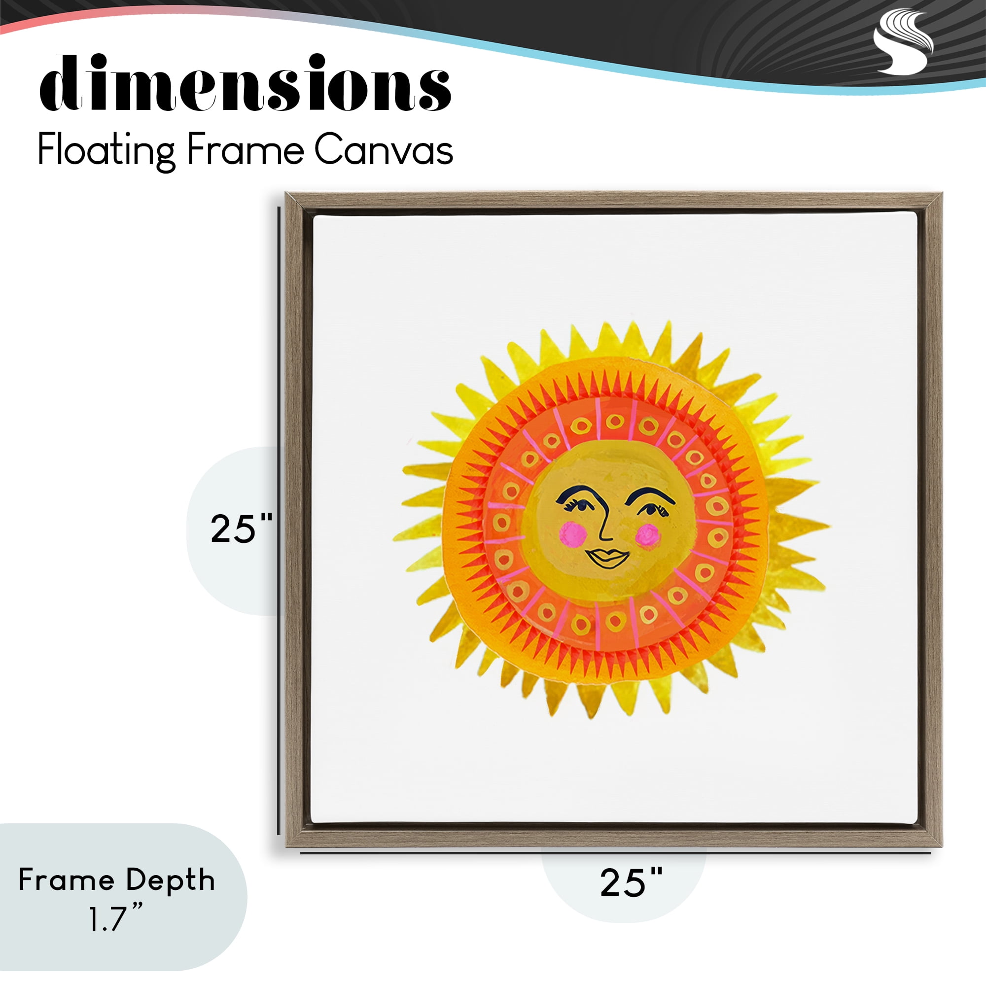 Stupell Industries Eccentric Bohemian Sun Brown Framed Floater Canvas Wall Art, design by Katherine Herrell Studio