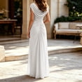 thumbnail image 4 of Dress for Women Cowl Neck Sleeveless Ruched Waist Chiffon Floor Length Maxi Gown Elegant Formal Wedding Guest Evening Dress, 4 of 6
