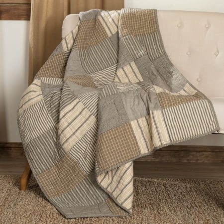 - Charcoal Grey Farmhouse Decor Miller Farm Charcoal Block Rod Pocket Cotton Pre-Washed Patchwork Throw