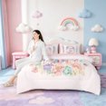 thumbnail image 4 of Manfei Chic Unicorn 7pcs Bedding Comforter Set,Cartoon Animal Queen Bedding Sets,Colorful Flower Floral Queen Sheet Sets For Girls,Ultra Soft Home Decor Reversible, 4 of 8