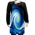 thumbnail image 1 of Abstract Kids Apron, Surfer Wavy Like Design with Little Vivid Point and Sun Print, Boys Girls Apron Bib with Adjustable Ties for Cooking Baking Painting, Blue White and Yellow, by Ambesonne, 1 of 2