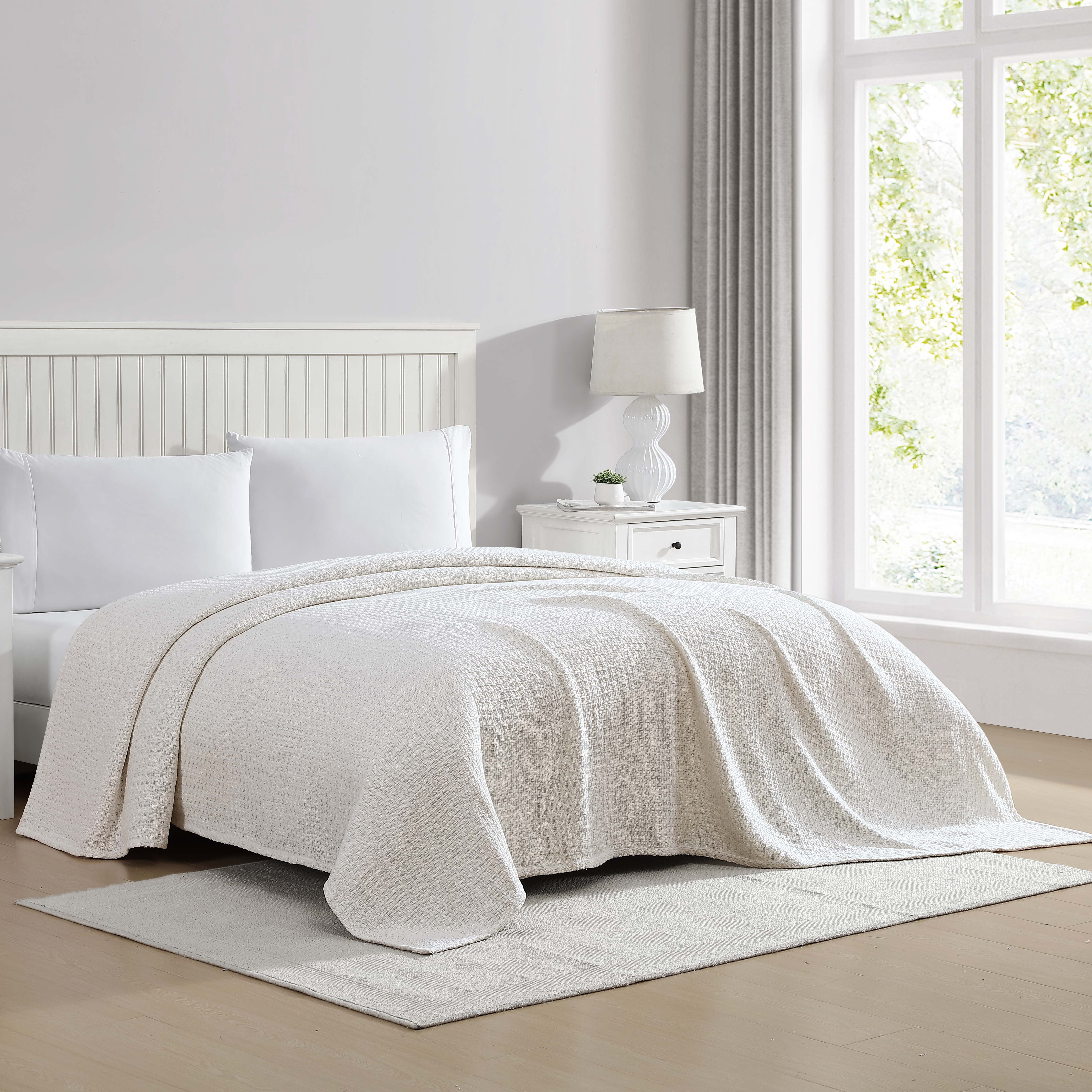 Grand Hotel Woven Cotton Blanket, Twin, Ivory