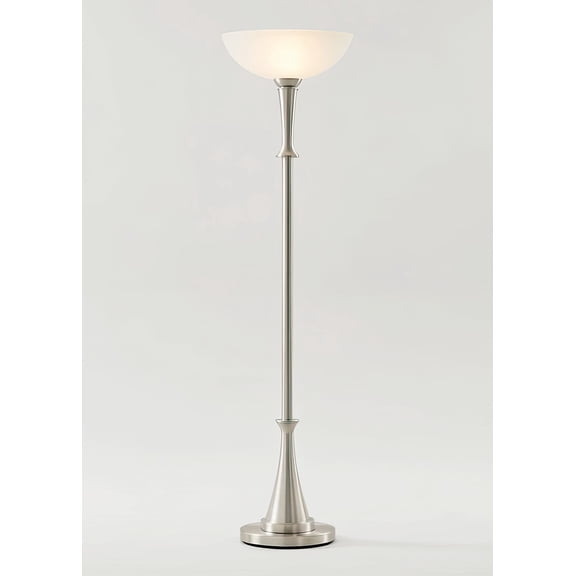 Possini Euro Design Burbank Modern 70" Tall Standing Floor Lamp Torchiere Foot Dimmer Switch Silver Metal Brushed Nickel Finish