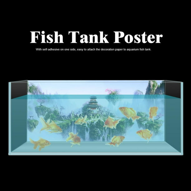 Kozecal Sky Castle Pattern Fish Tank Background Poster, Background Fish Tank Poster, Bright Color For Fish Tank 122x50cm 122x50cm