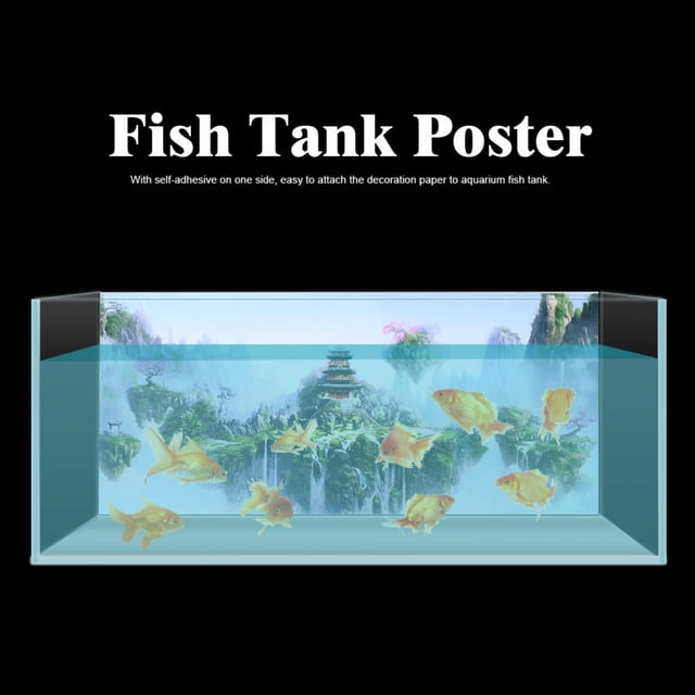 Bright Color Fish Tank Background Poster, Clear Pattern Background Fish Tank Poster, Sky Castle Pattern for Fish Tank 61x30cm,61x41cm,91x50cm,122x50cm
