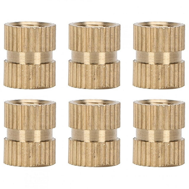 100Pcs Molette Insert Écrou Laiton Double Passe Intégré Fixation à la Main Accessoires M6x10x8