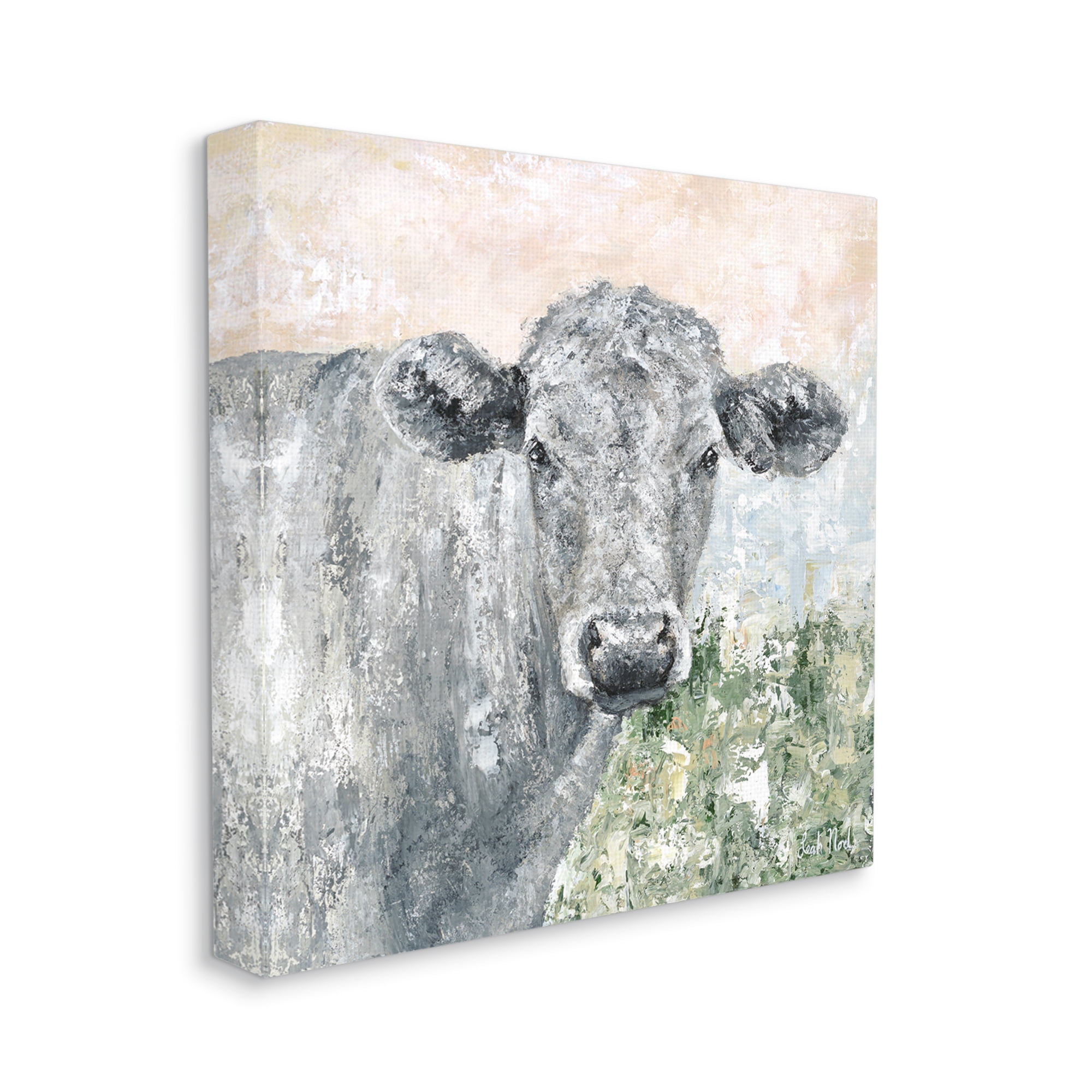 Stupell Industries Subtle Dappled Cow Portrait Animals & Insects Painting Gallery Wrapped Canvas Art Print Wall Art, 17 x 17