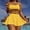 Yellow, variant on UTSJKR Women's 3 Piece Swimsuit Flattering Spaghetti Straps Criss Cross Front Crop Tops Bikini Thong Bathing Suit with Short Skirt Yellow M