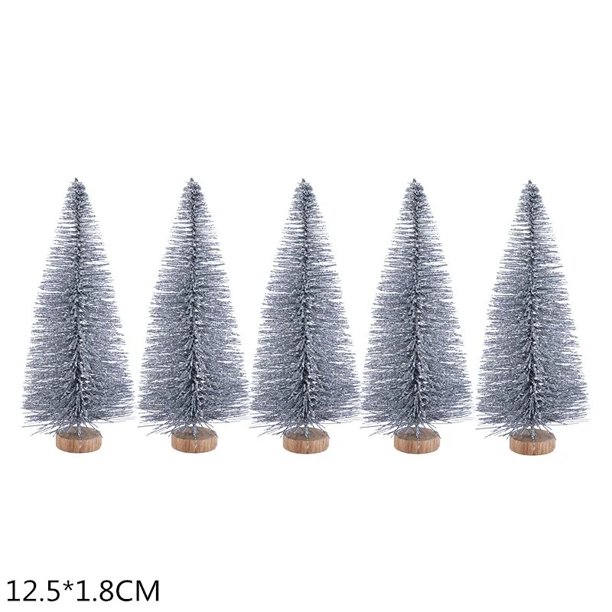 Mini árbol de Navidad de fibra de Sisal, 5-16cm, pino helado, bricolaje, artesanía, decoración de mesa de fiesta de Navidad, adornos de Navidad, 5 uds.