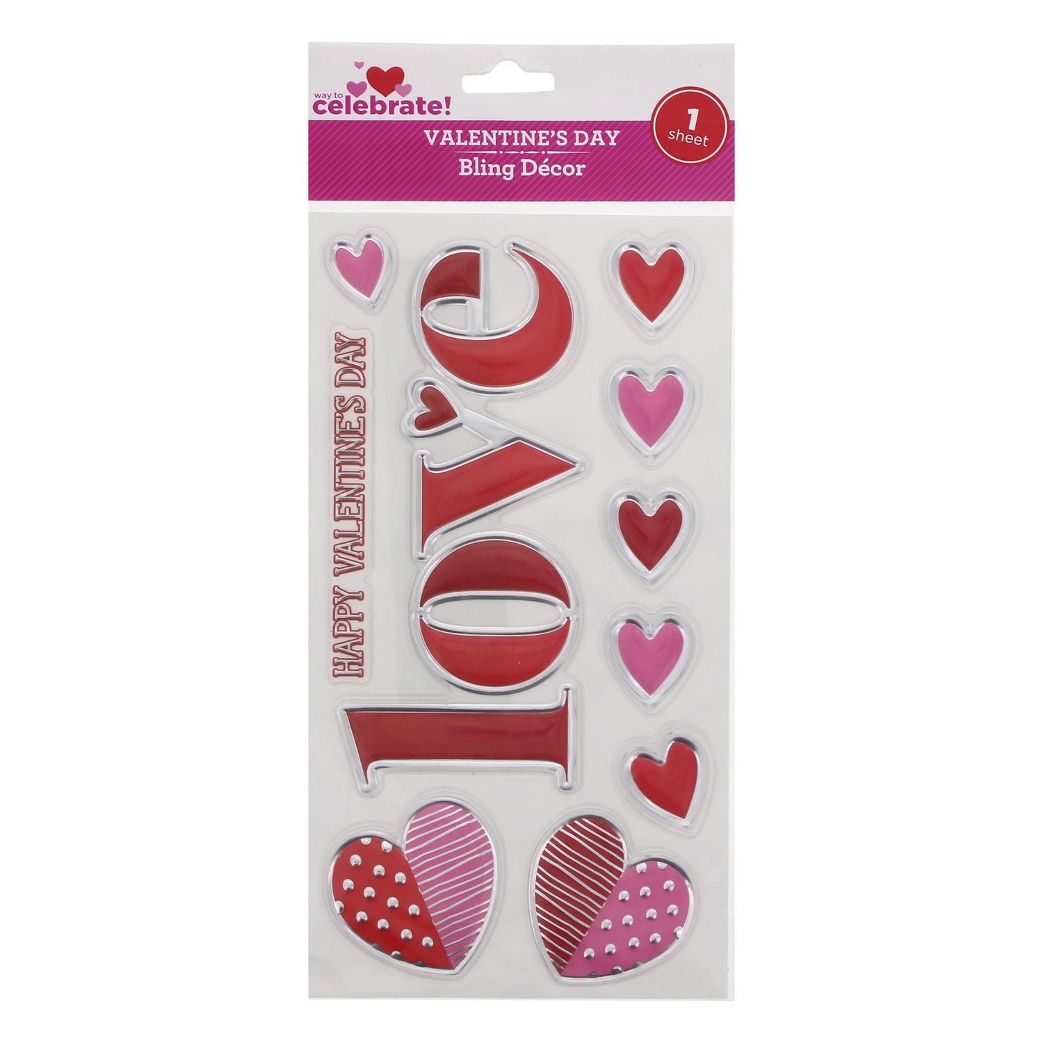Way to Celebrate! Happy Valentine's Day and Love Bling Décor Set