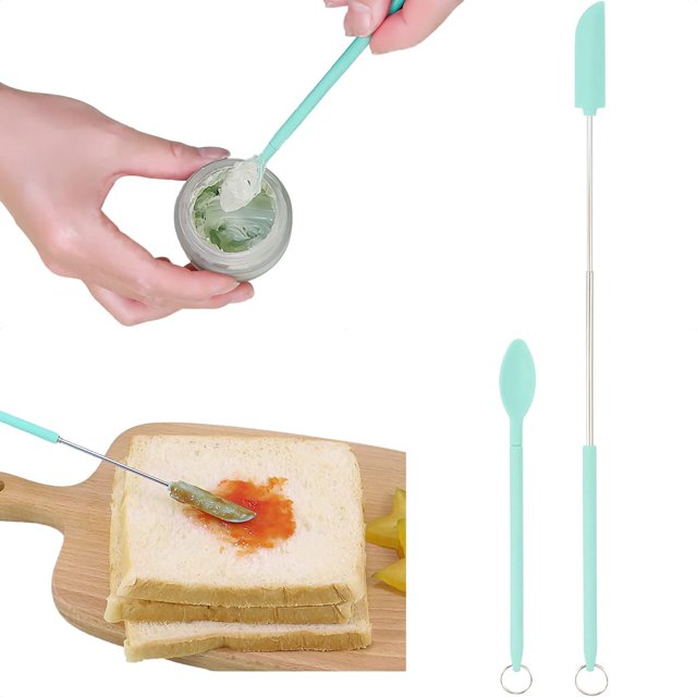 Mini Espátula Telescópica De Silicona Y Cuchara Pala, Juego De Espátula De Silicona Para Cocinar En El Hogar Resistente Al Calor, Tamaño De Mango Ajustable, Para Tarros, Botellas De Cocina, Cosméticos
