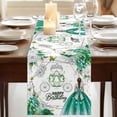 thumbnail image 3 of Table Runners 36 Inches Long Dress Scarves, Happy Birthday Farmhouse Kitchen/Dining Table Runner, Short Coffee Tablerunners, Green Luxury Dress Crown Carriage Flowers 13x36 Inch, 3 of 9
