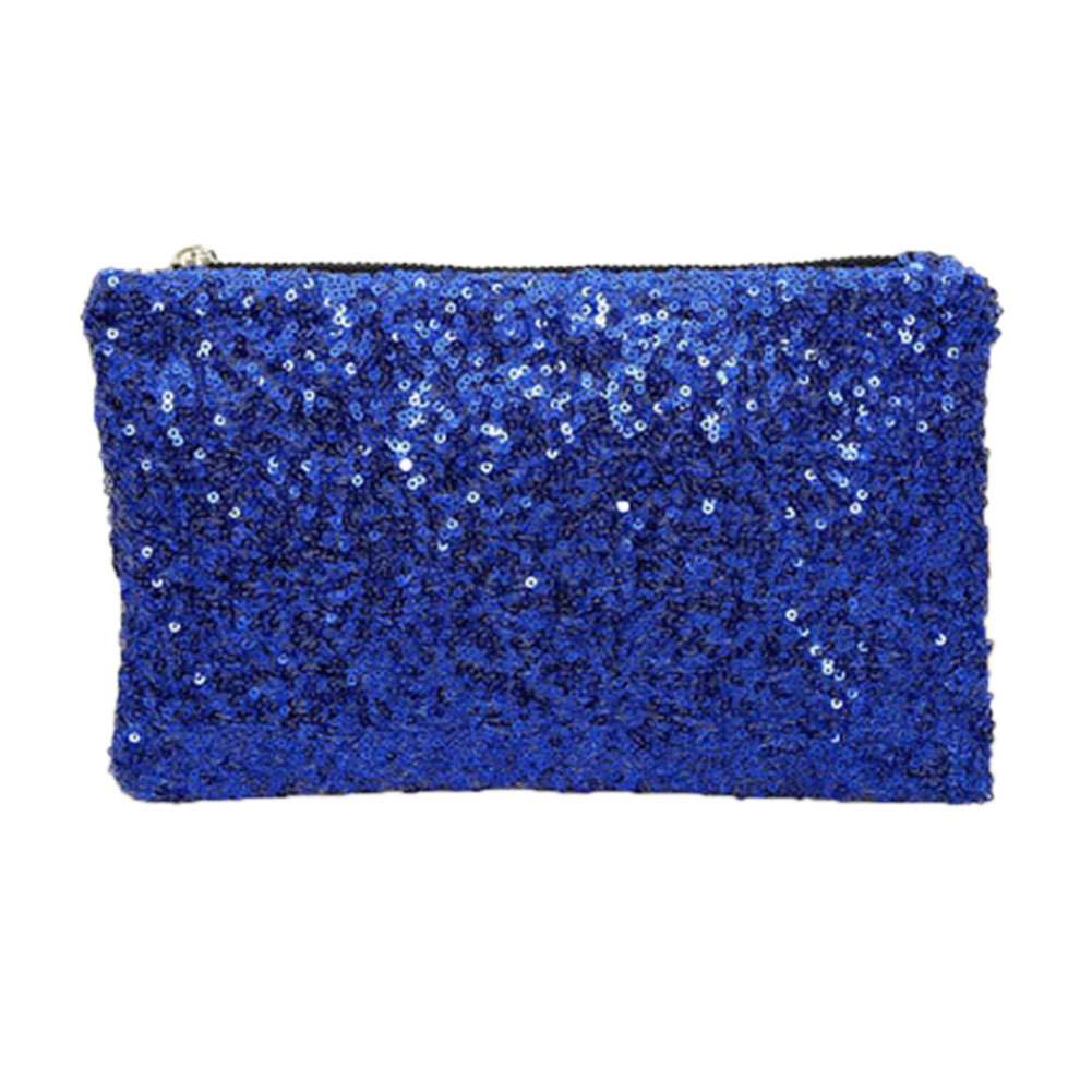Women Fashion Sparkling Sequins Envelope Handbag Zipper Clutch Purse