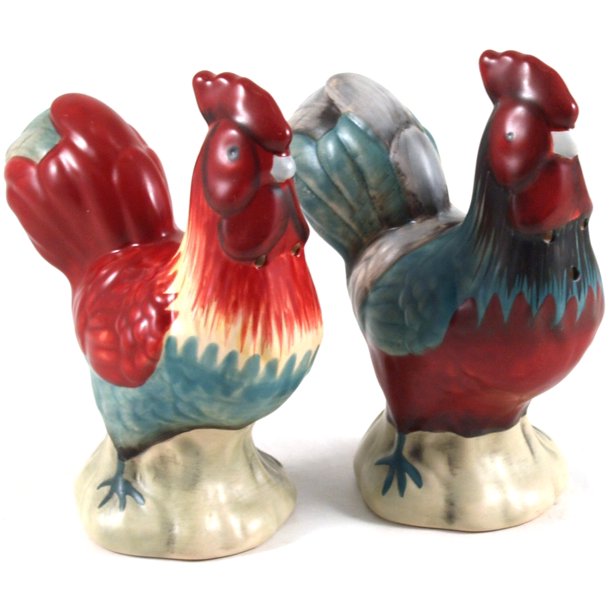 Ceramic Red Roosters Salt and Pepper Shaker Set, 2 Piece