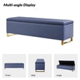 thumbnail image 4 of Tina's Home Storage Bench with 2 Ottomans,  Upholstered Entryway Bench with Stainless Steel Legs Modern Seating for Living Room, Bedroom Navy, 4 of 11