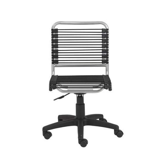 35 in. Round Bungee Cord Low Back Office Chair, Chrome & Black