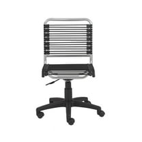 35 in. Round Bungee Cord Low Back Office Chair, Chrome & Black