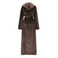 thumbnail image 5 of APEXFWDT Women's Flannel Long Bathrobe Hooded Loungewear Robe with Eye Mask Long Sleeve Soft Fluffy Robe with Dual Pockets,XXL,Brown, 5 of 8