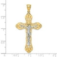 thumbnail image 3 of FB Jewels 14K White and Yellow Two Tone Gold Crucifix with Scrolled Tips and White Jesus Pendant, 3 of 4