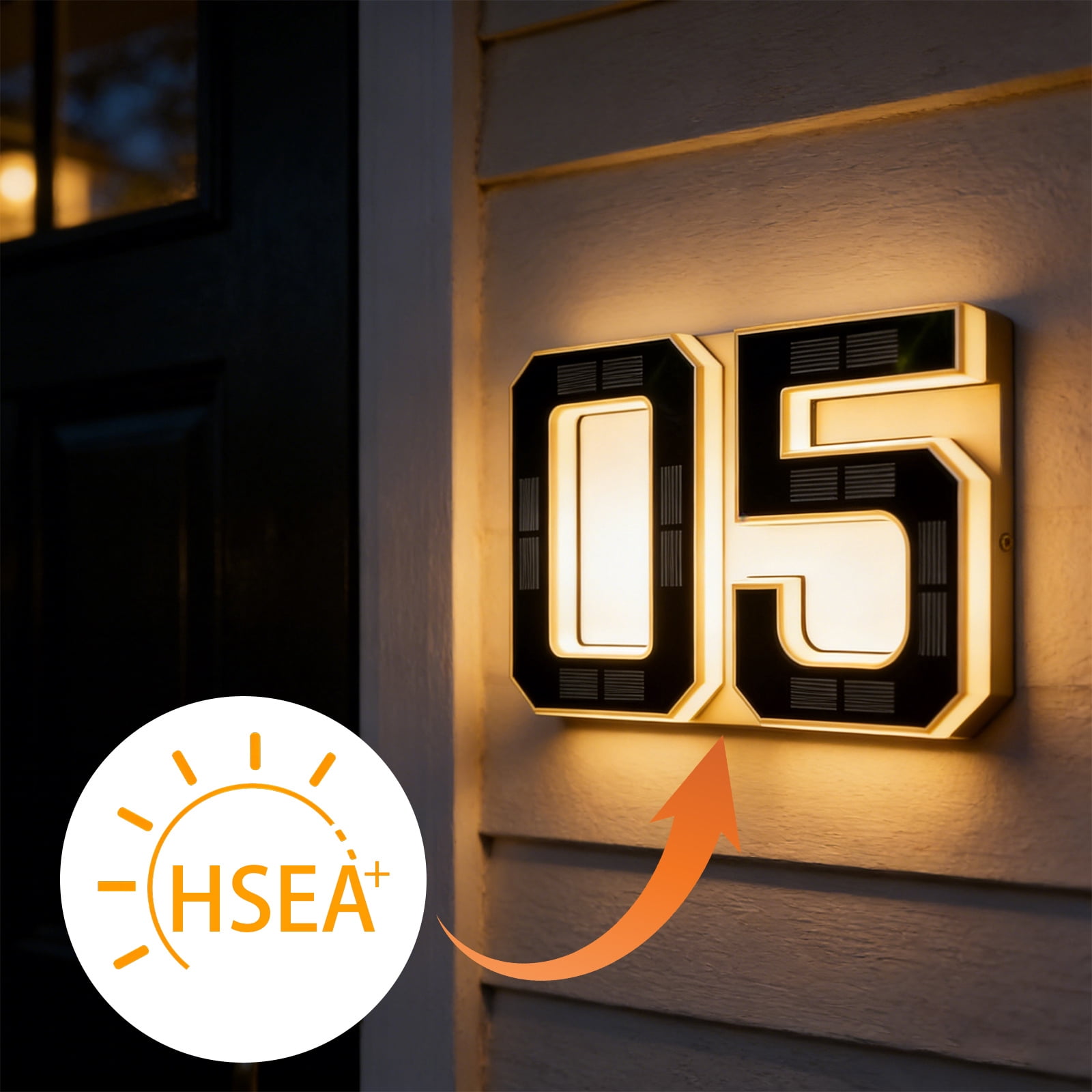 9 Inch Solar Light Up House Numbers, Waterproof LED Illuminated Address Plaque, Modern Large Exterior Number Light for Home Mailbox Wall Decoration(Number "0")