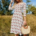 thumbnail image 4 of Strawberry Cow Print Womens Summer Dress Tie Back A Line Flare Dress, 4 of 9