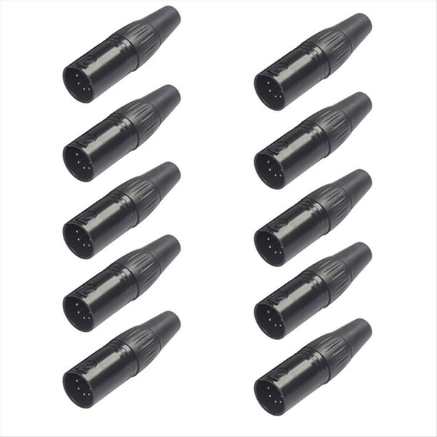 10 Piezas 5Pin XLR DIY Plug para Soldadura DIY de Varios Cables de Audio, Cables de Micrófono, Cables XLR 5Pin Macho