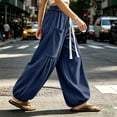 thumbnail image 4 of MYAOYINo Boundaries Womens High Waist Parachute Pants Drawstring Baggy Cargo Trousers, 4 of 7