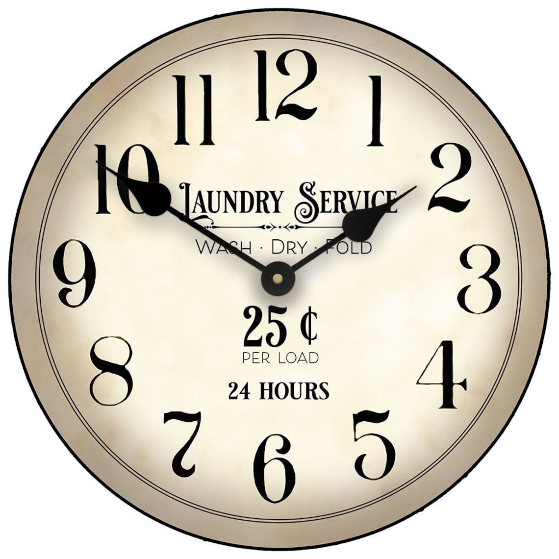Vintage Laundry Room Large Wall Clock Beautiful Color, Silent