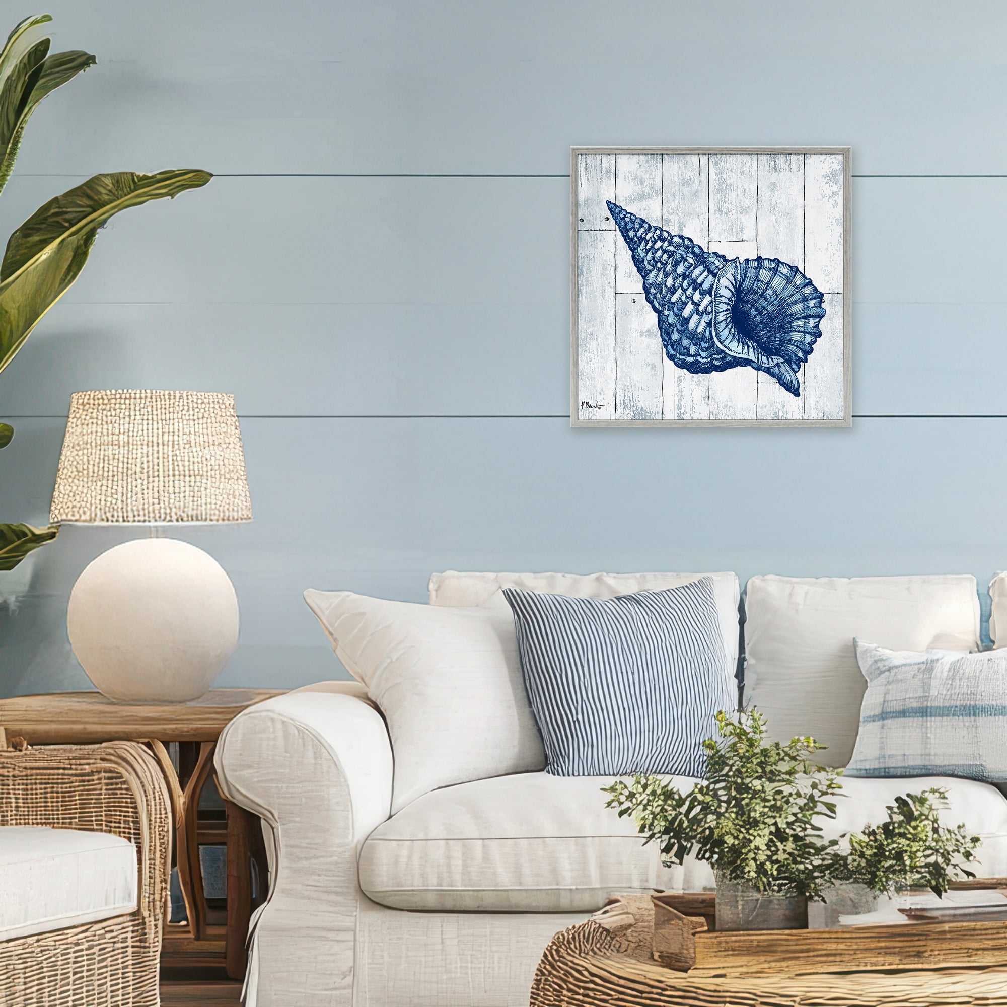 Stupell Industries Coastal Timberland Conch Gray Framed Giclee Art, design by Paul Brent