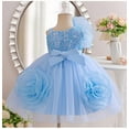 thumbnail image 4 of ZACPNCV Girl Flower Dress Flower Design Princess Wedding Dress for Toddler and Baby Girl Blue 4 Years, 4 of 9