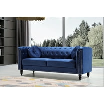 Uspridefurniture Lueck 76'' Velvet Rolled Arm Sofa -Blue
