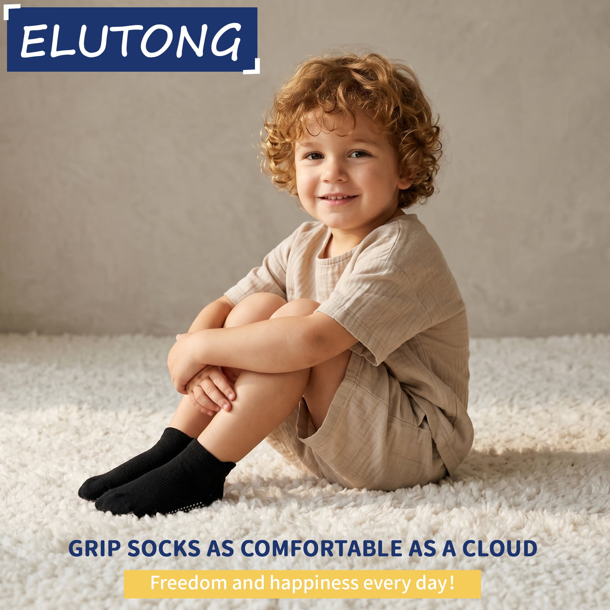 ELUTONG Non Slip Toddler Socks with Grip 12 Pairs Baby Boys Ankle Socks for Kids Children 6 Months-7 Years Old