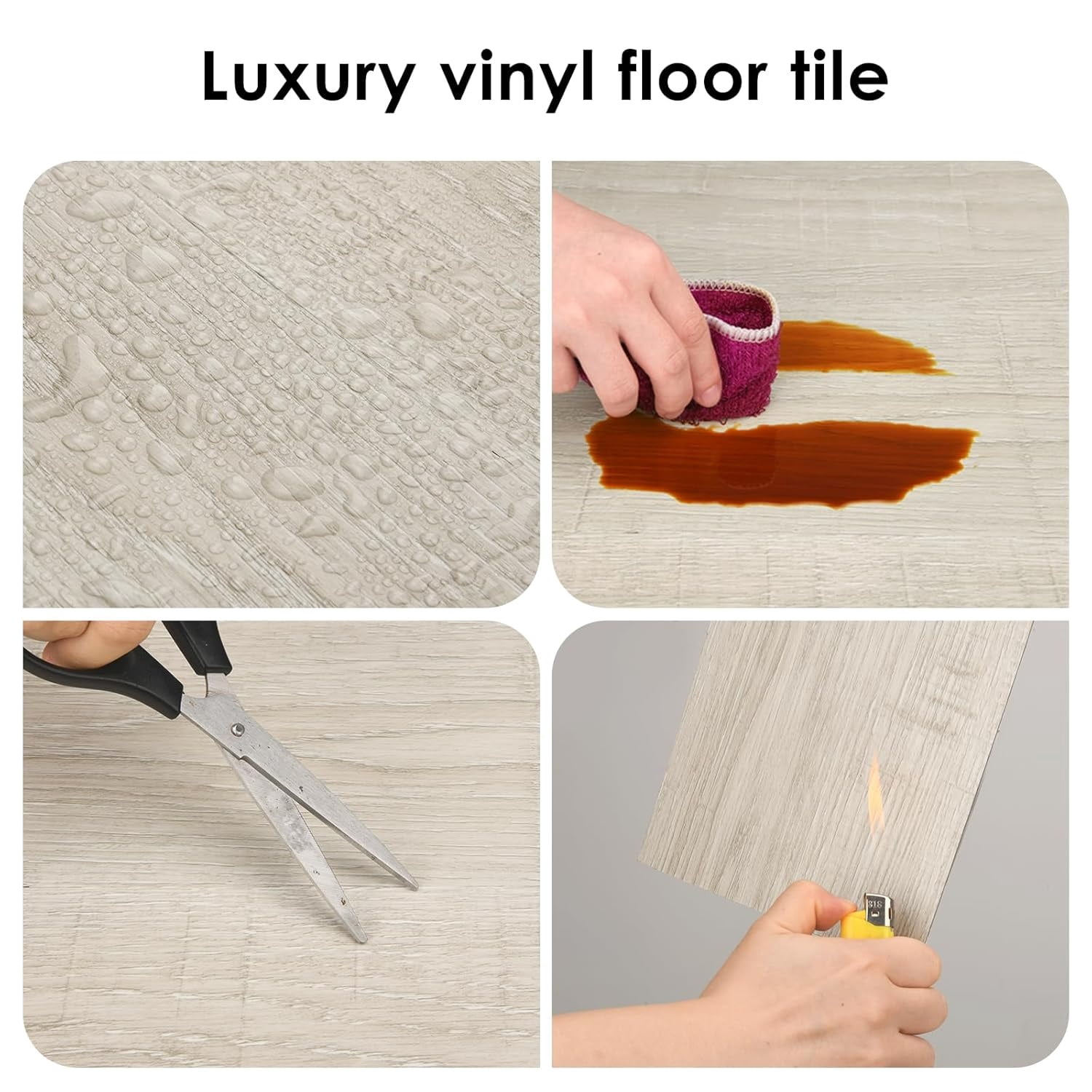 Peel and Stick Floor Tile, 54 Sq.Ft Self Adhesive Vinyl Flooring Plank, 36 Pieces Waterproof Heavy Duty Wood Grain Tiles, 36"x6" DIY Planks for Bedroom Kitchen Apartment Bathroom White