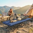 thumbnail image 2 of Outsunny Camping Cot with Pad, 32" Extra Wide Folding Cots, Blue, 2 of 10