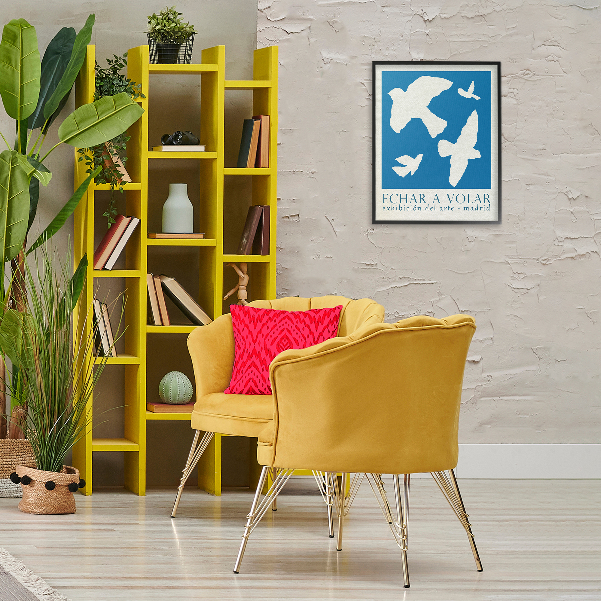 Stupell Industries Classic Exhibition Blue Birds Typography Painting Black Framed Art Print Wall Art, 16 x 20