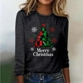 thumbnail image 3 of asdoklhq Long Sleeve Tops for Women Ladies' Christmas Printed Loose Casual Round Neck Long Sleeved T-shirt Base Shirt Pullover Top Black L, 3 of 5