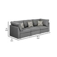 thumbnail image 5 of Tony 95 Inch Modern Sofa with 3 Throw Pillows, Gray Fabric Upholstery- Saltoro Sherpi, 5 of 5