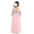 thumbnail image 2 of Vestido de fiesta transparente de manga larga con falda corta de ballet de tubo recto con espalda de encaje para niñas y mujeres, 2 of 5