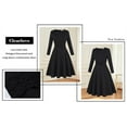 thumbnail image 3 of Clearlove Women's Elegant Cocktail Dress Long Sleeve Vintage Party Dress A-Line Swing Lace Waist Print Wedding Dress,Black,XL, 3 of 4