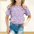 thumbnail image 2 of Top with Bow Long Sleeve T Shirt Toddler Girls' Multicolor Fish Scale Print Casual Shirt | Summer Short Sleeve Top, 2 of 4
